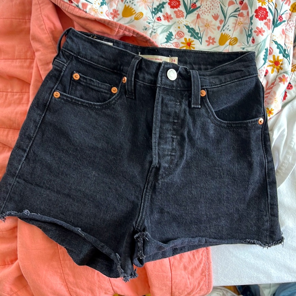 Black Levi Ribcage Shorts